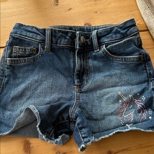 Jumping Bean Kids Dark Blue Denim Shorts with Unicorn Rhinestone Accent size 7